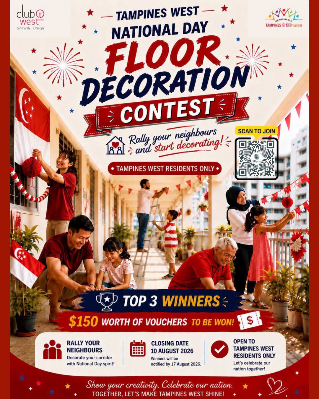 Tampines West National Day Floor Decoration Contest: Win $150 Vouchers
