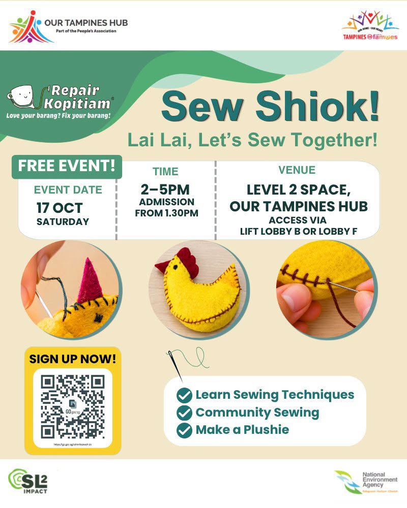 Sew Shiok Returns to Our Tampines Hub with Free Sewing Workshop