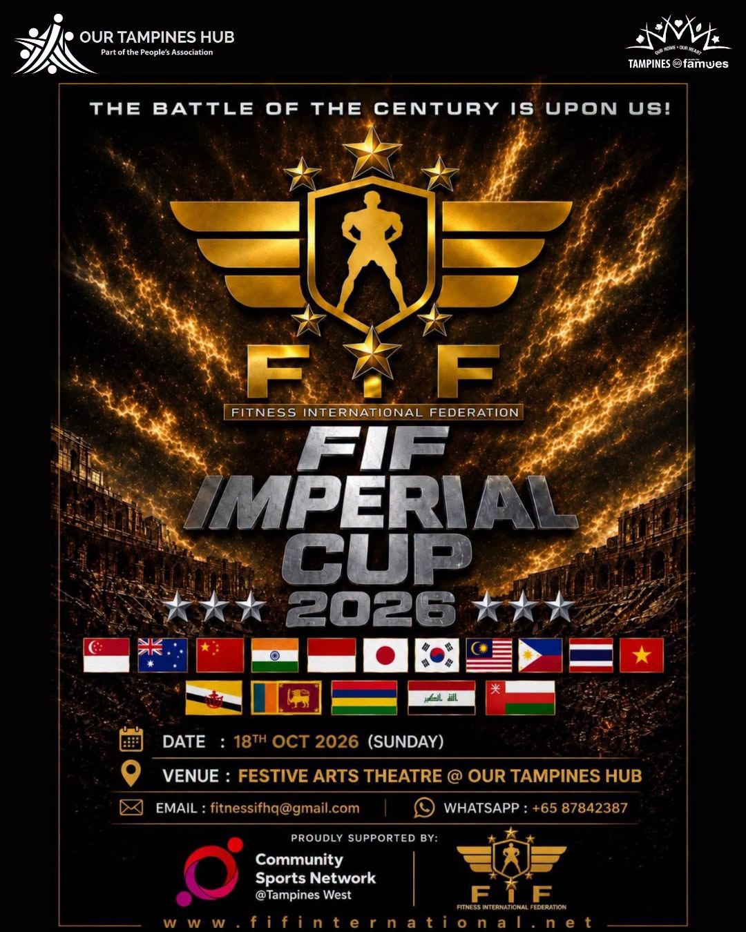 FIF Imperial Cup 2026 Bodybuilding Showdown at Our Tampines Hub