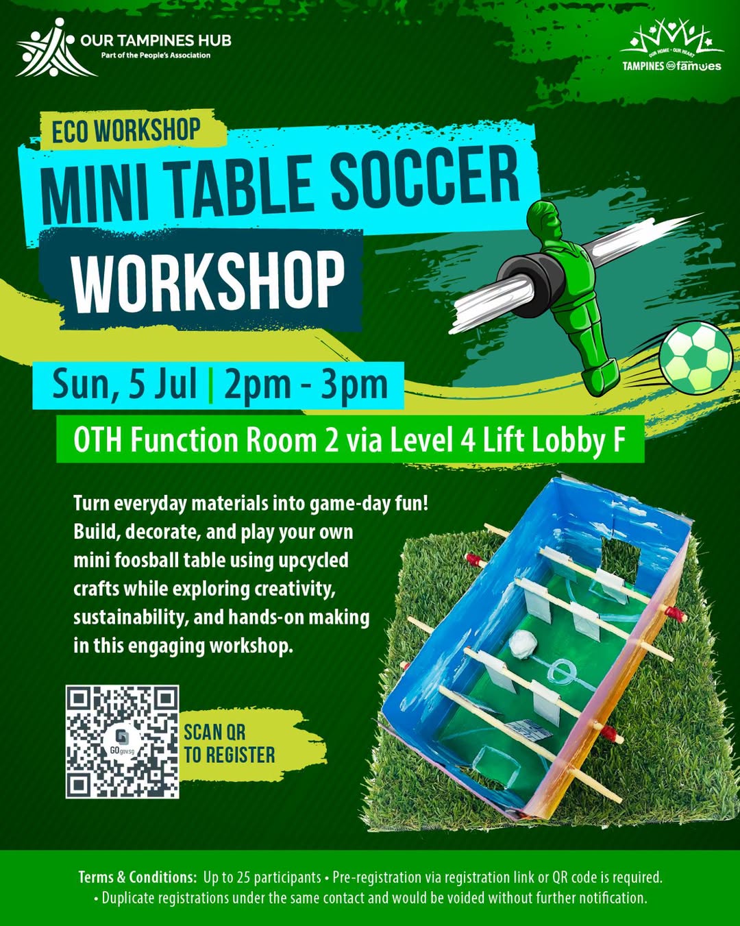 Mini Table Soccer Workshop at Our Tampines Hub on 5 July 2026