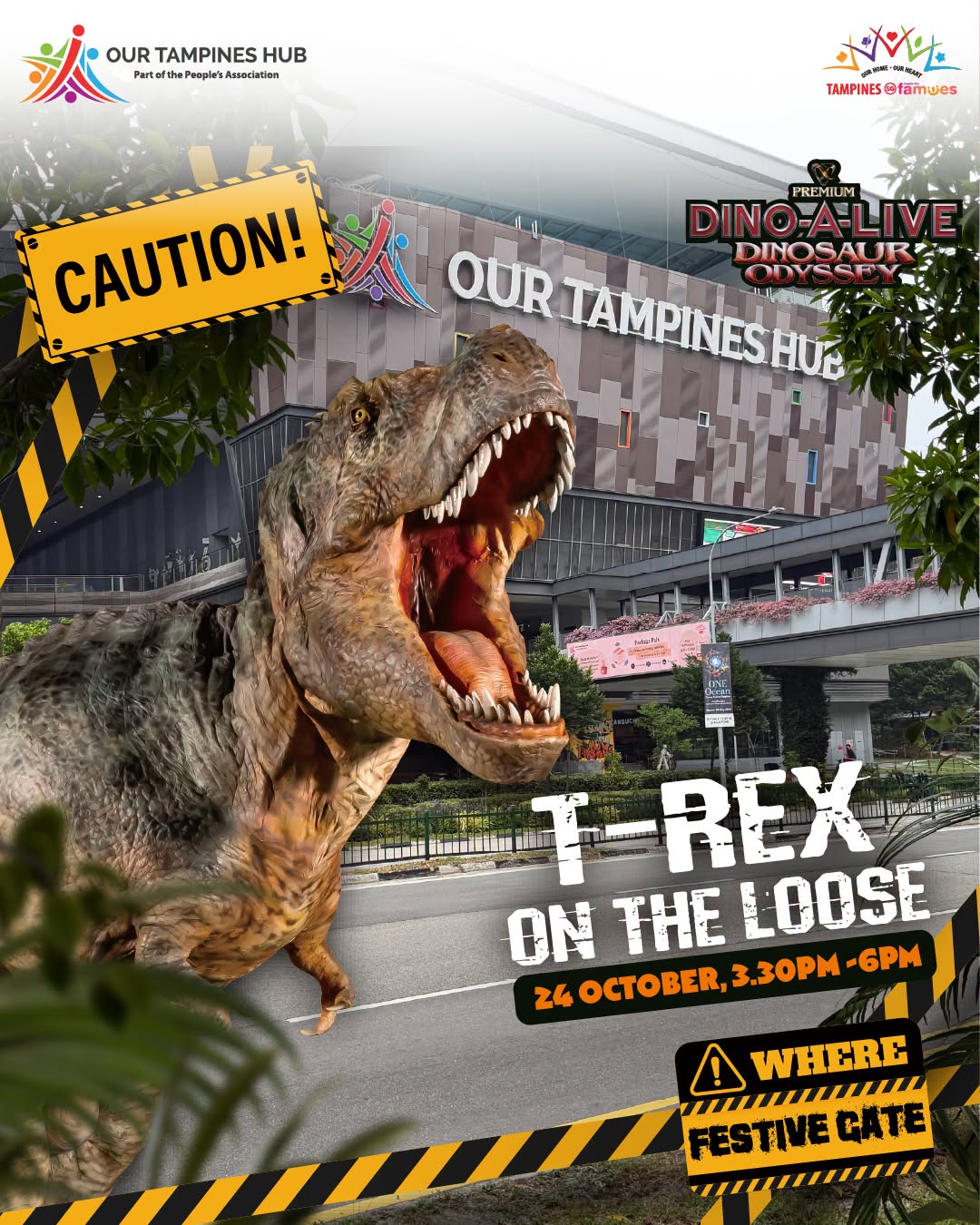 Life-Sized T-Rex Stomps Into Our Tampines Hub on 24 October