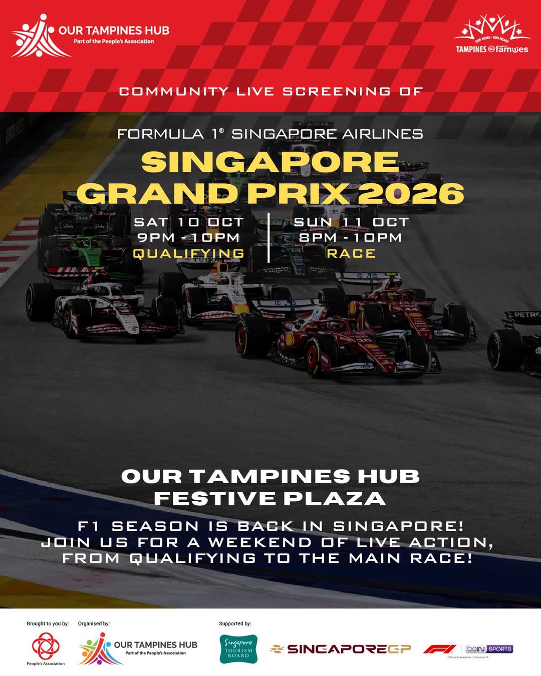 F1 Singapore GP 2026 Live Screening at Our Tampines Hub