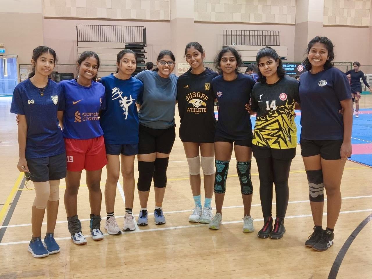 Female athletes at the National Women's Kabaddi Super-5 Championship at Our Tampines Hub Community Auditorium