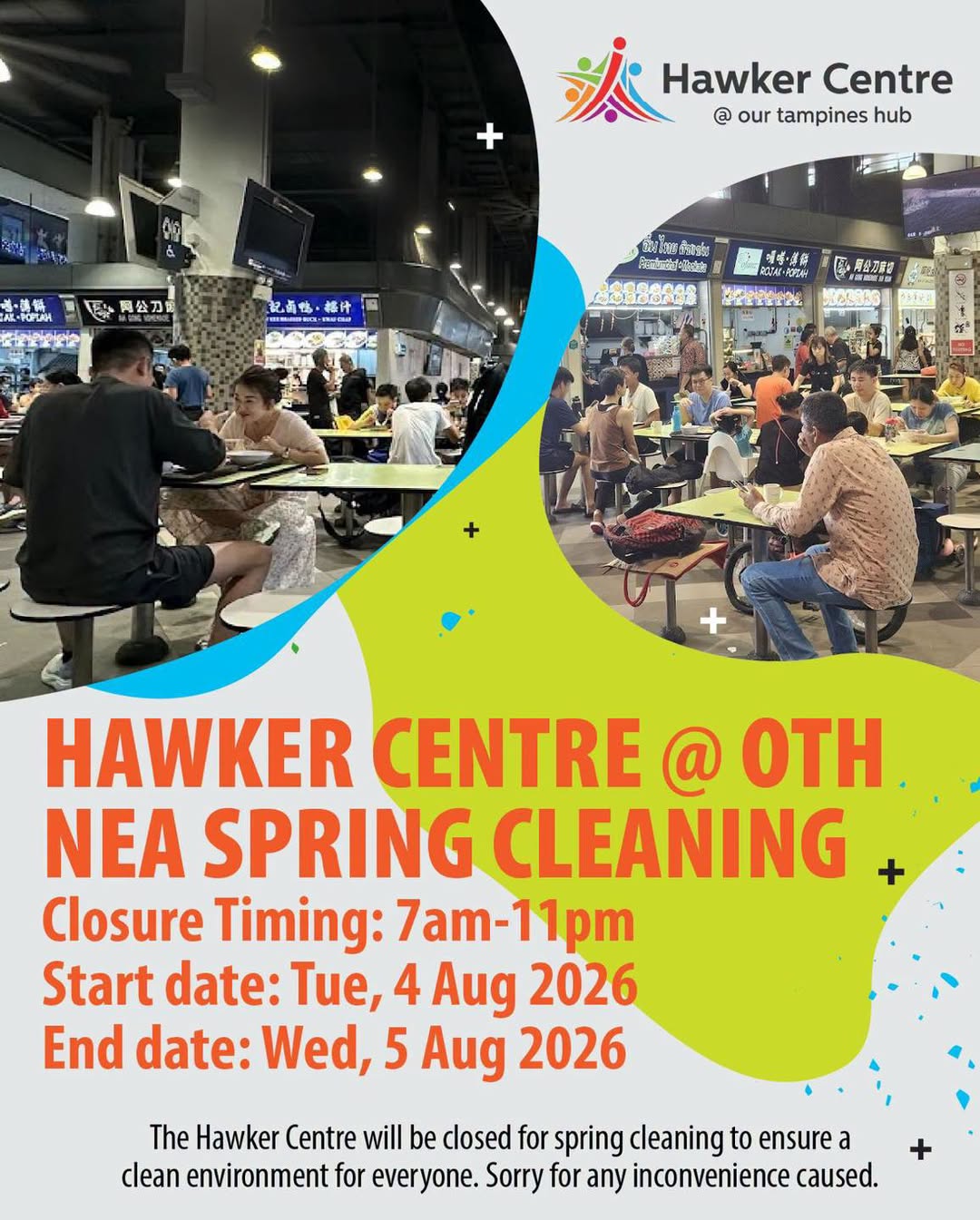 OTH Hawker Centre Closed for NEA Spring Cleaning on 4 and 5 Aug