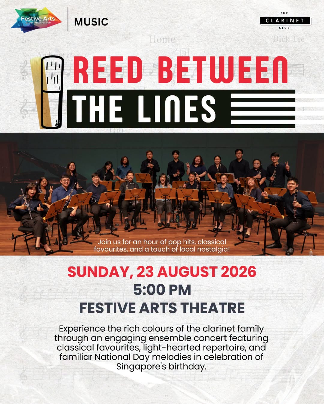Reed Between the Lines: Clarinet Concert at Our Tampines Hub on 23 August