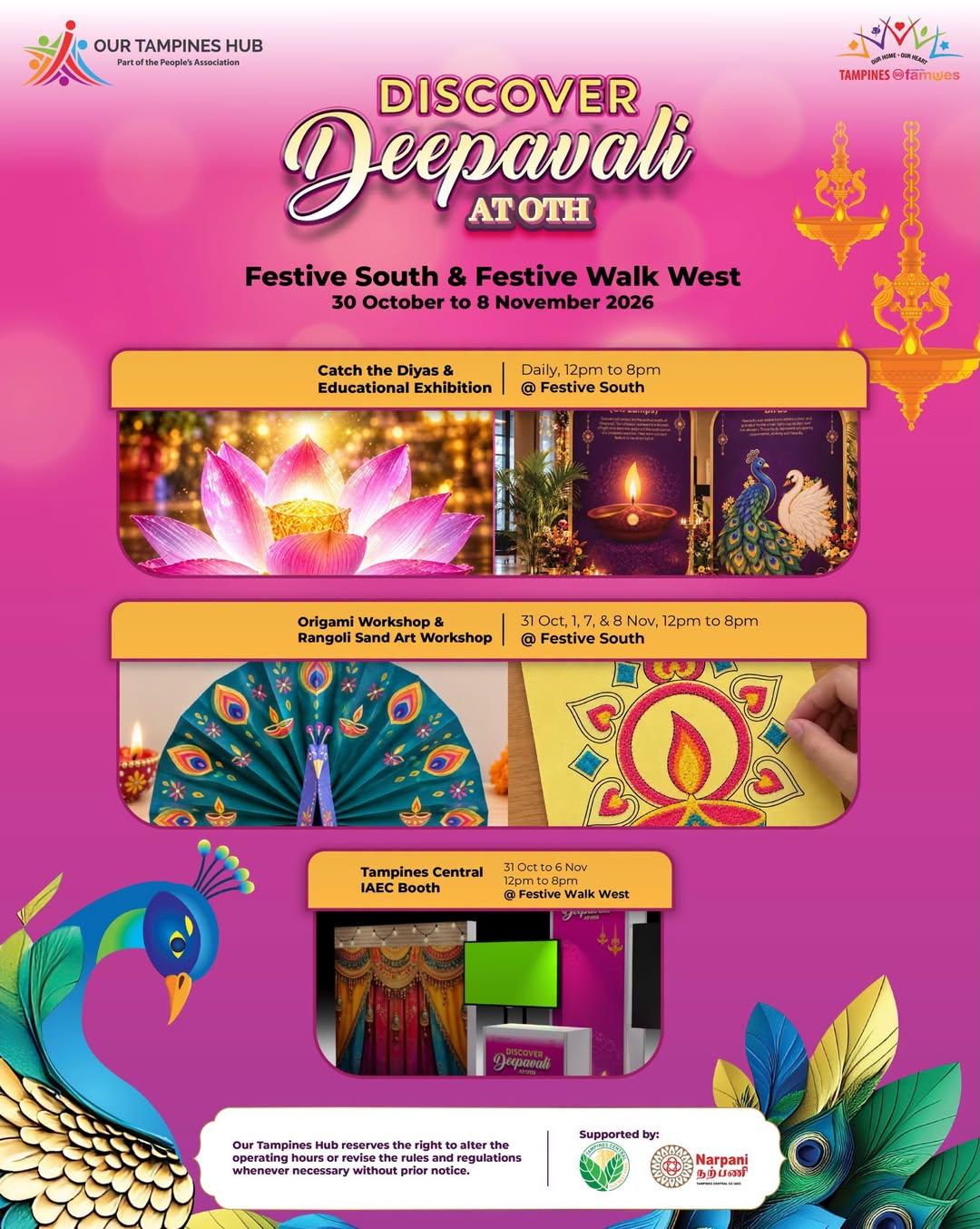 Discover Deepavali at Our Tampines Hub: Workshops and Exhibition from 30 Oct
