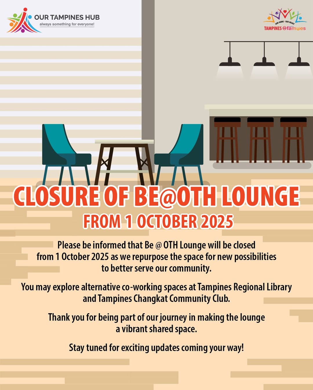 BE@OTH Lounge closure announcement