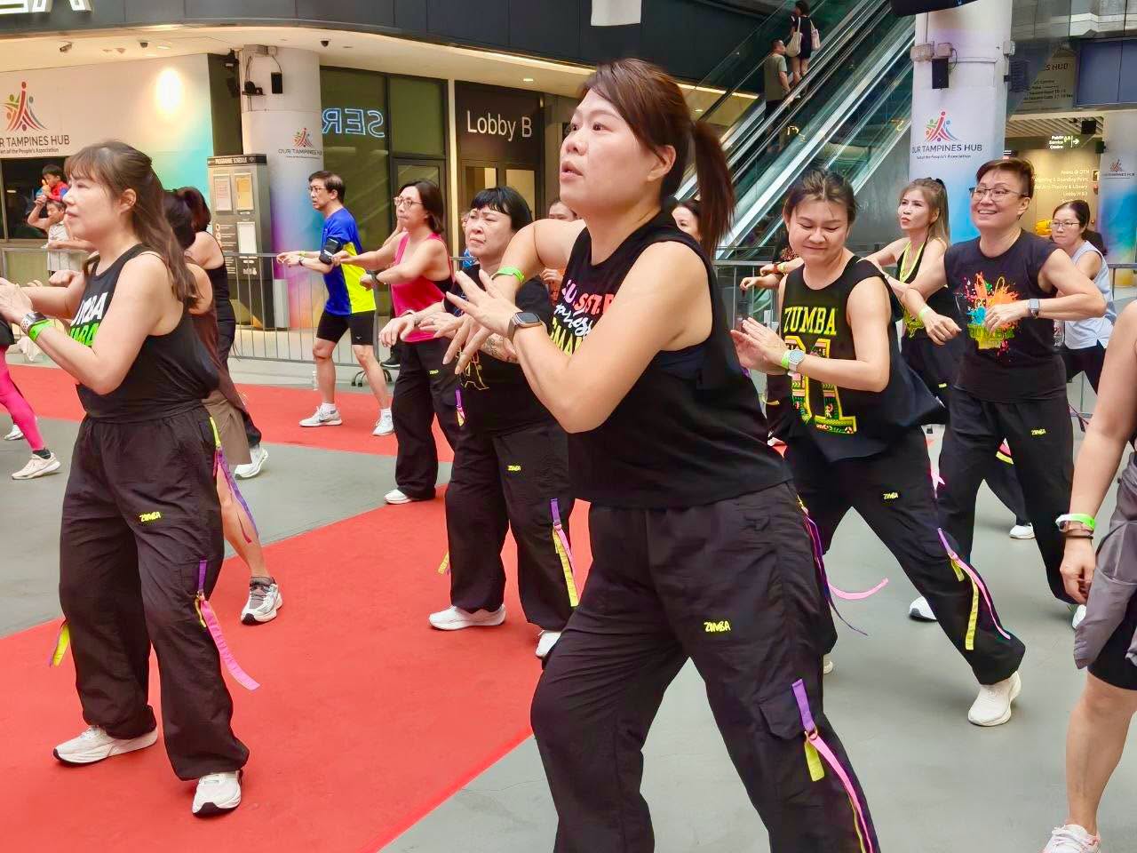 Zumba participants at Tampines Hub Lobby B