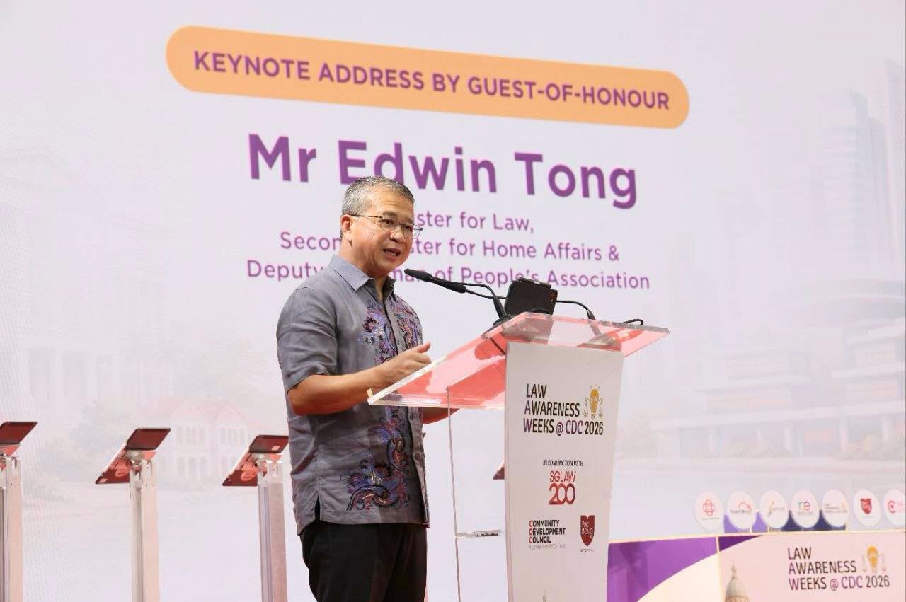 Minister Edwin Tong delivering keynote at LAW@CDC 2026