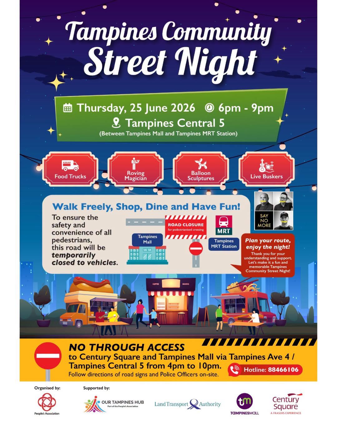 Tampines Community Street Night on 25 June 2026 with Food and Live Entertainment