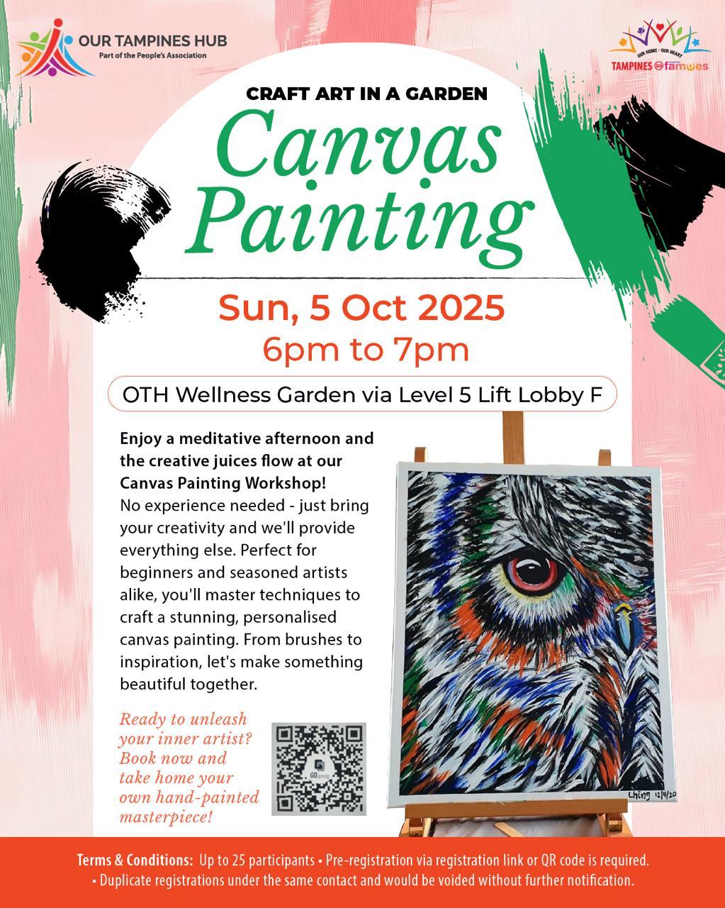 Participants engaged in a creative canvas painting workshop, showcasing various painting styles.