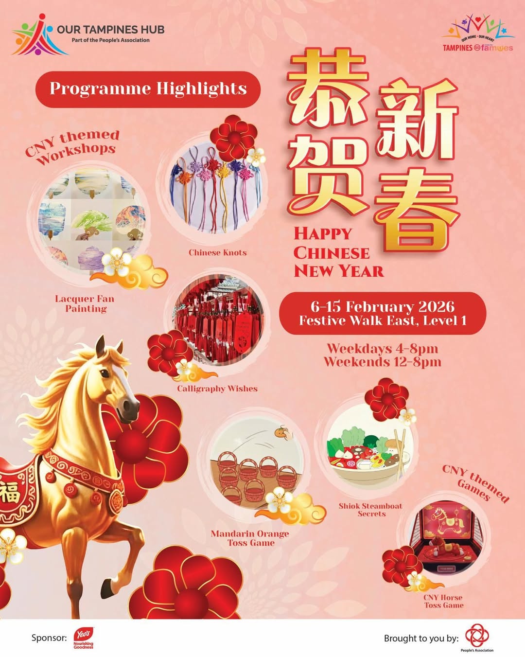 Vibrant Lunar New Year decorations and celebration display