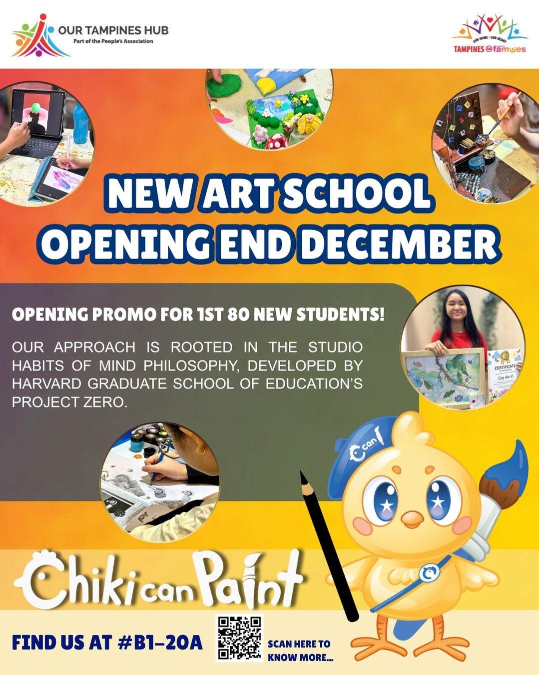 A vibrant art studio space or children engaged in painting activities, representing Chiki Can Paint.