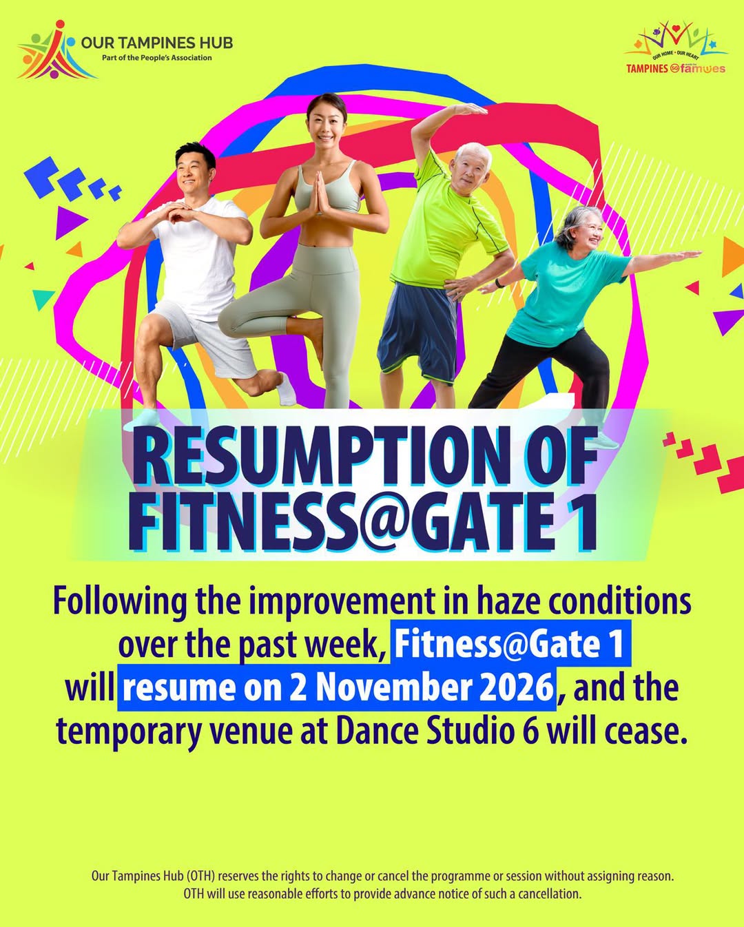 Fitness@Gate 1 Returns to Our Tampines Hub on 2 November 2026