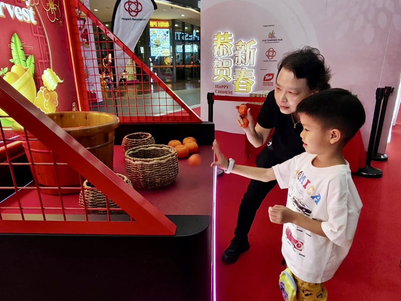 Families enjoying interactive holiday games