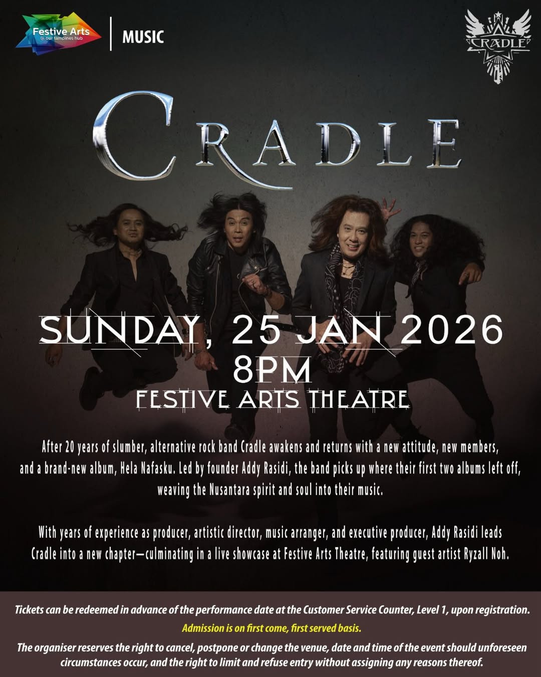 Cradle band performing on stage at a concert