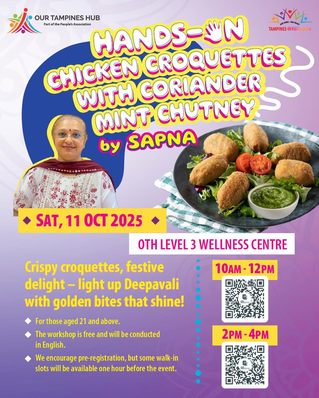 Golden brown chicken croquettes served with a vibrant green coriander mint chutney, perfect for festive occasions.