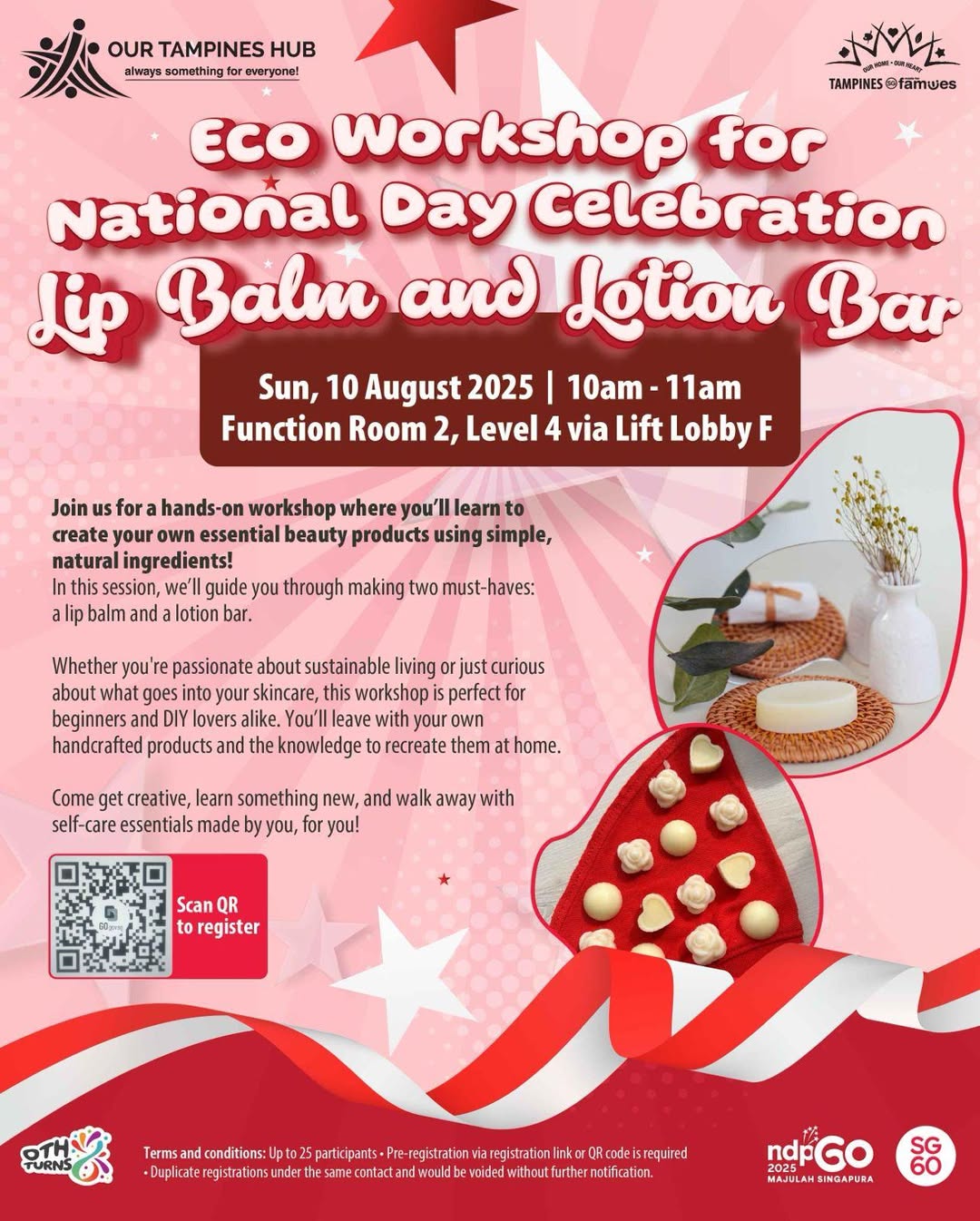 A collection of natural ingredients and finished cosmetic products, possibly lip balms and lotion bars.