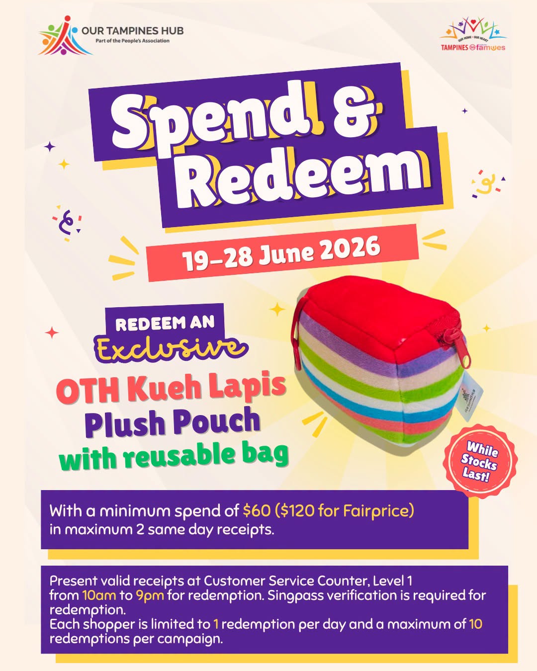 Redeem a Gift with $60 Spend at Our Tampines Hub from 19 June 2026