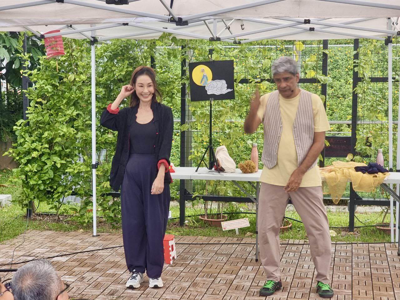 An intimate view of the storytelling session at Our Tampines Hub's Wellness Garden.