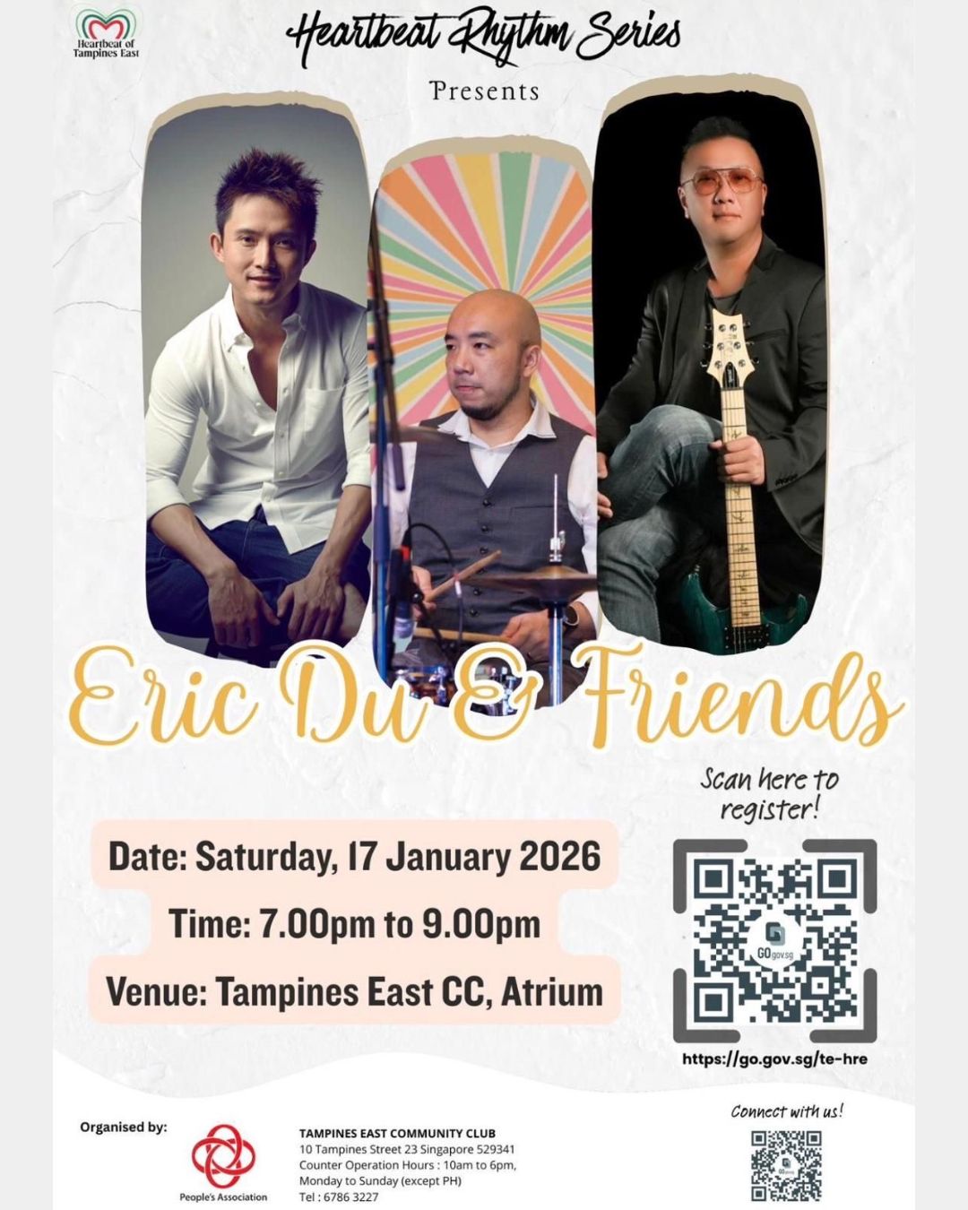 Eric Du & Friends performing live, promoting the Heartbeat Rhythm Series concert in Tampines East