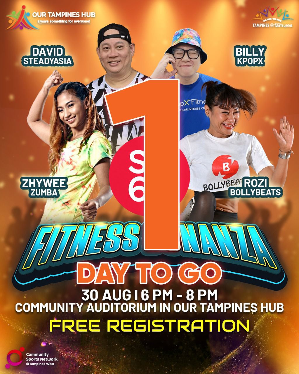 A dynamic scene from the upcoming Fitness Bonanza event at the Community Auditorium.