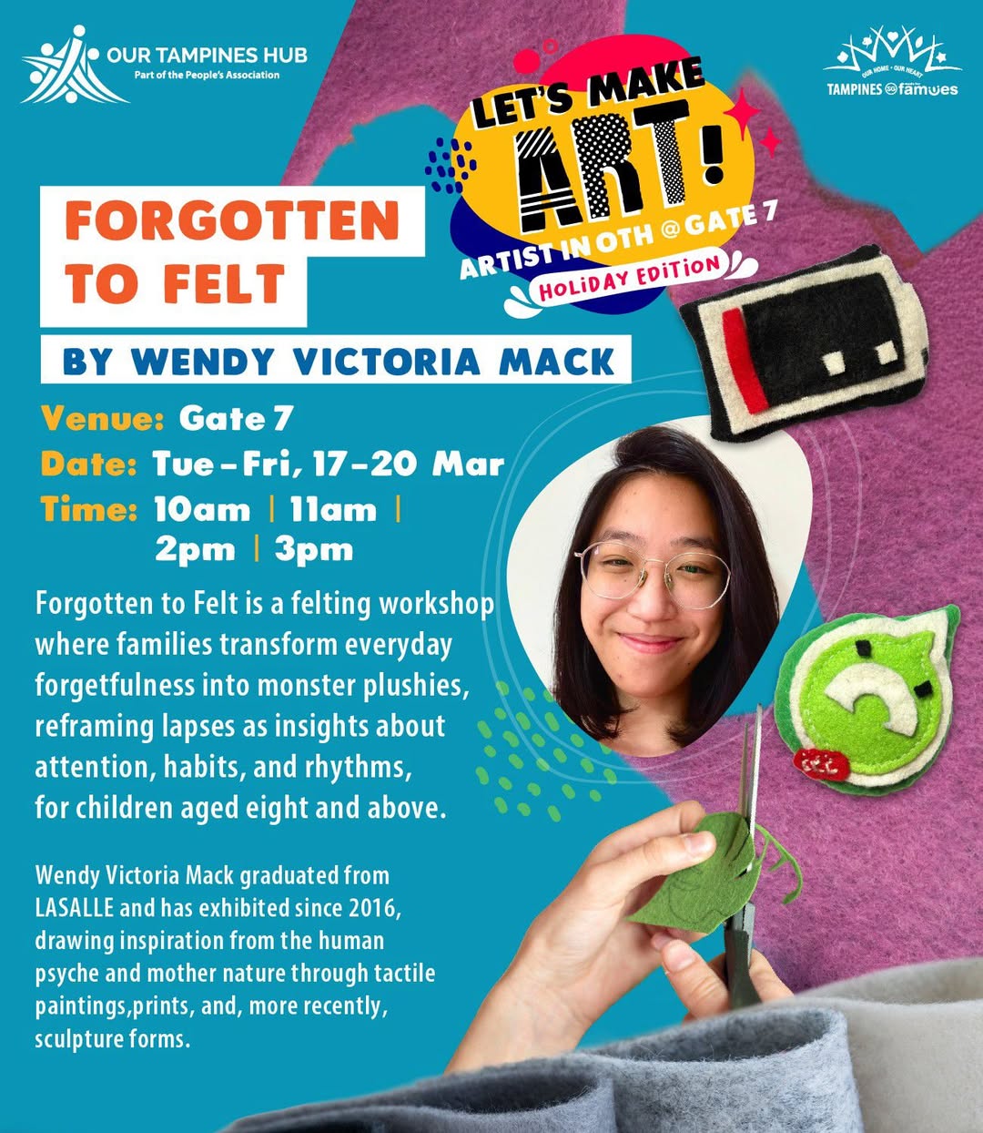 A creative felting workshop session at Our Tampines Hub