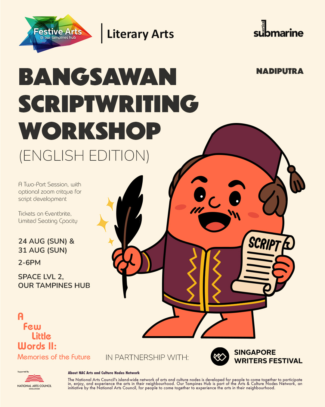 Promotional image for the Bangsawan Scriptwriting Workshop with Nadiputra