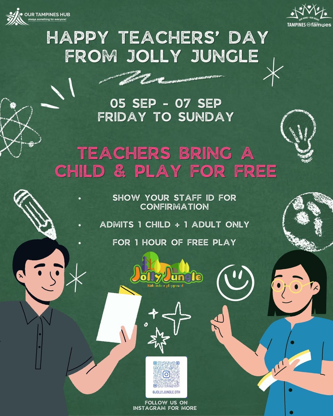 Teachers and children enjoying complimentary access at Jolly Jungle