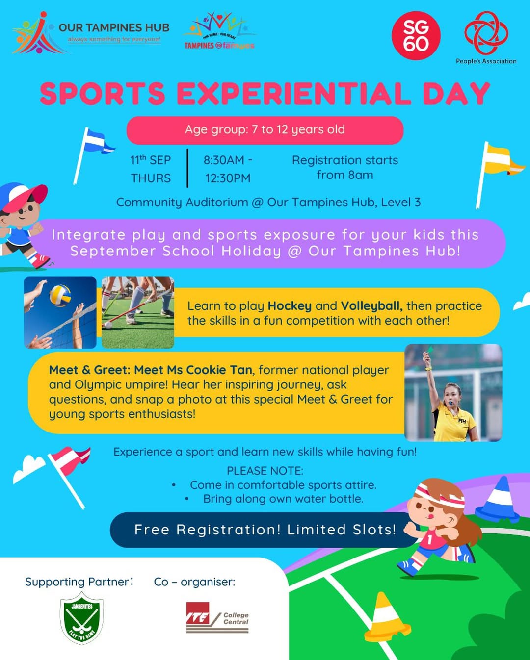 Children engaging in various sports activities at Our Tampines Hub.