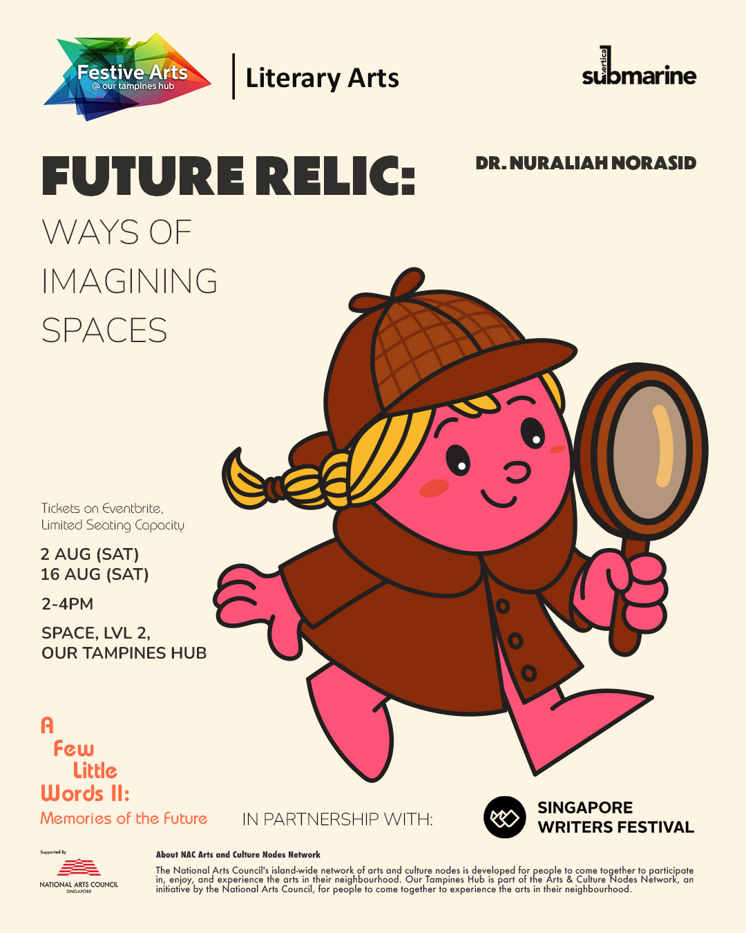 Promotional image for the 'Future Relic' writing workshop