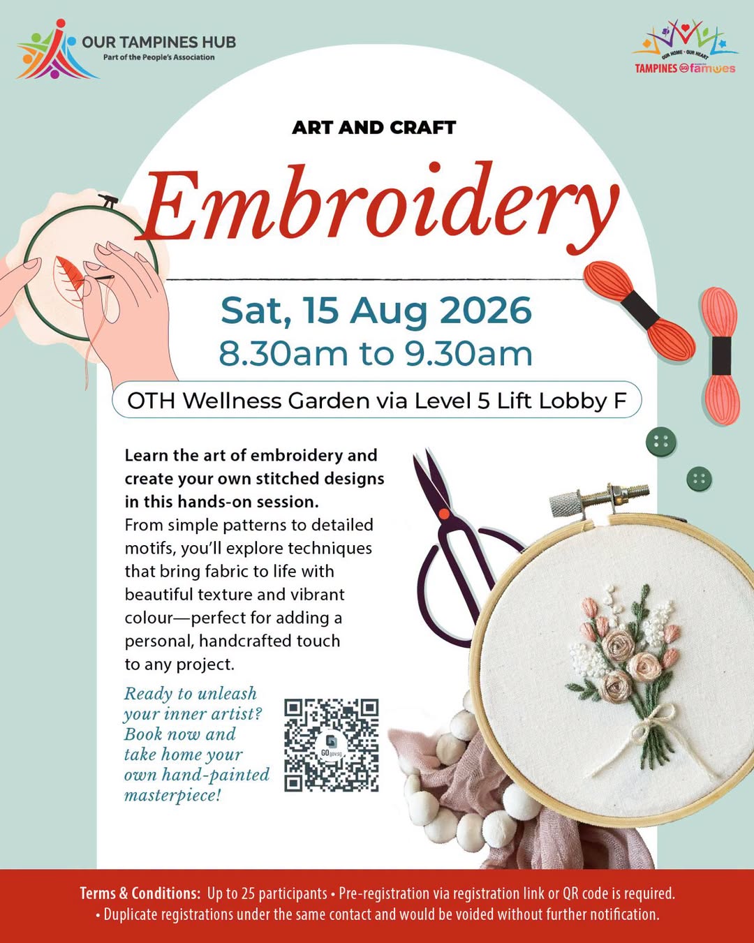 Art and Craft Embroidery Workshop at OTH Wellness Garden on 15 August 2026