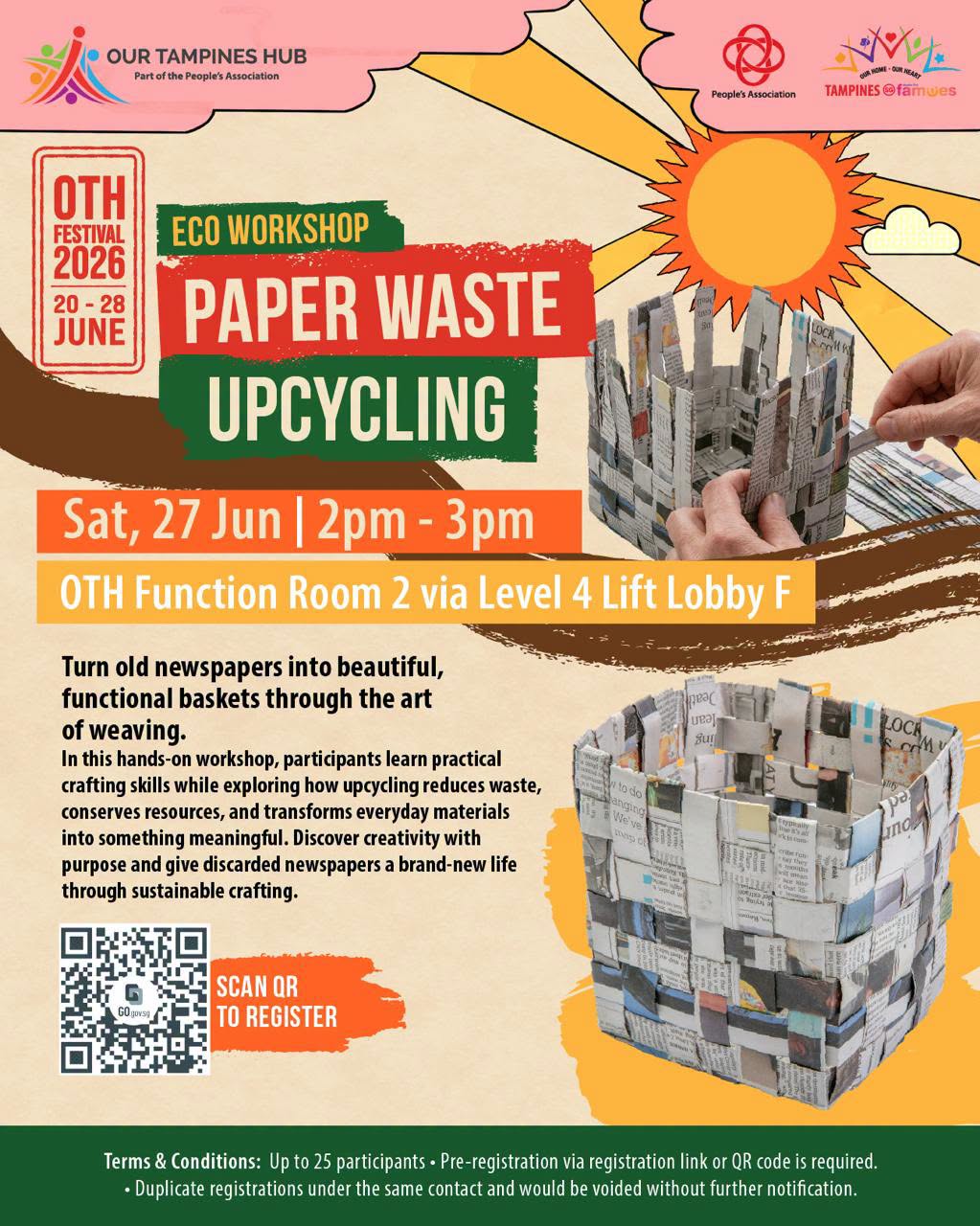 Newspaper Weaving Workshop by People's Association and Tampines @ Families