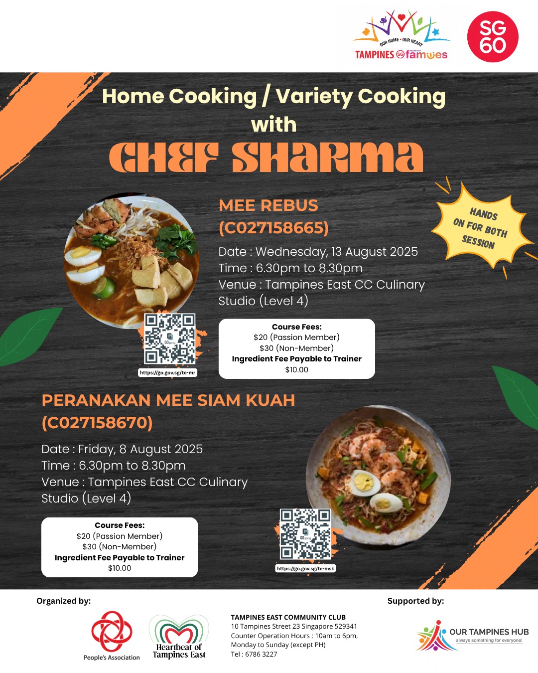 A cooking class in progress at Tampines East CC