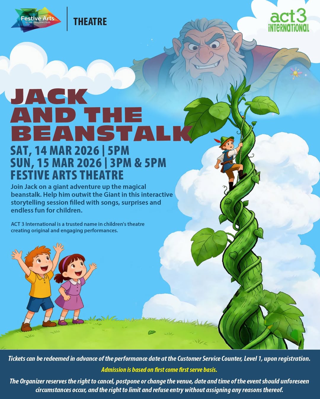 Jack and the Beanstalk interactive storytelling event at Festive Arts Theatre