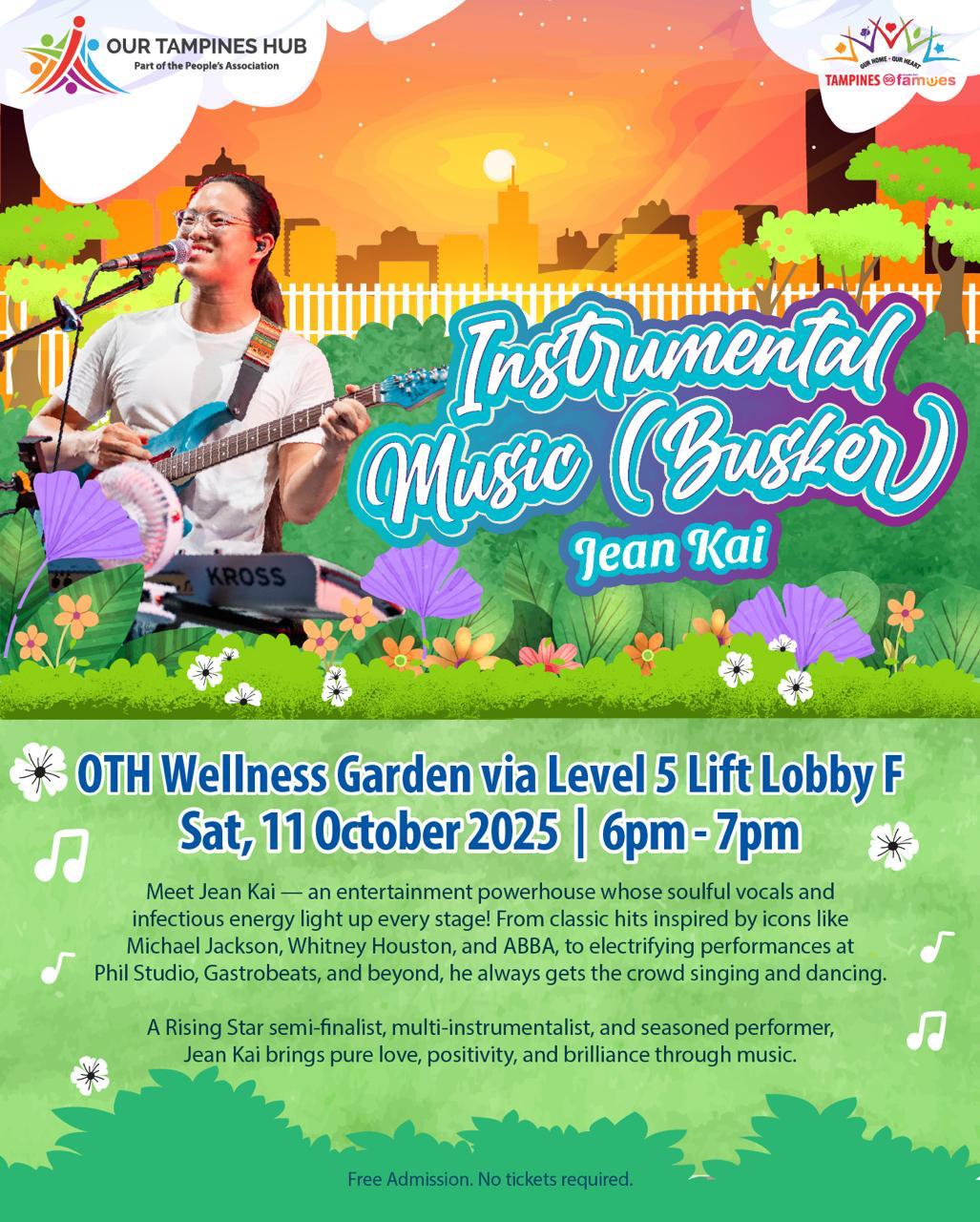 Jean Kai performing live on stage with a microphone