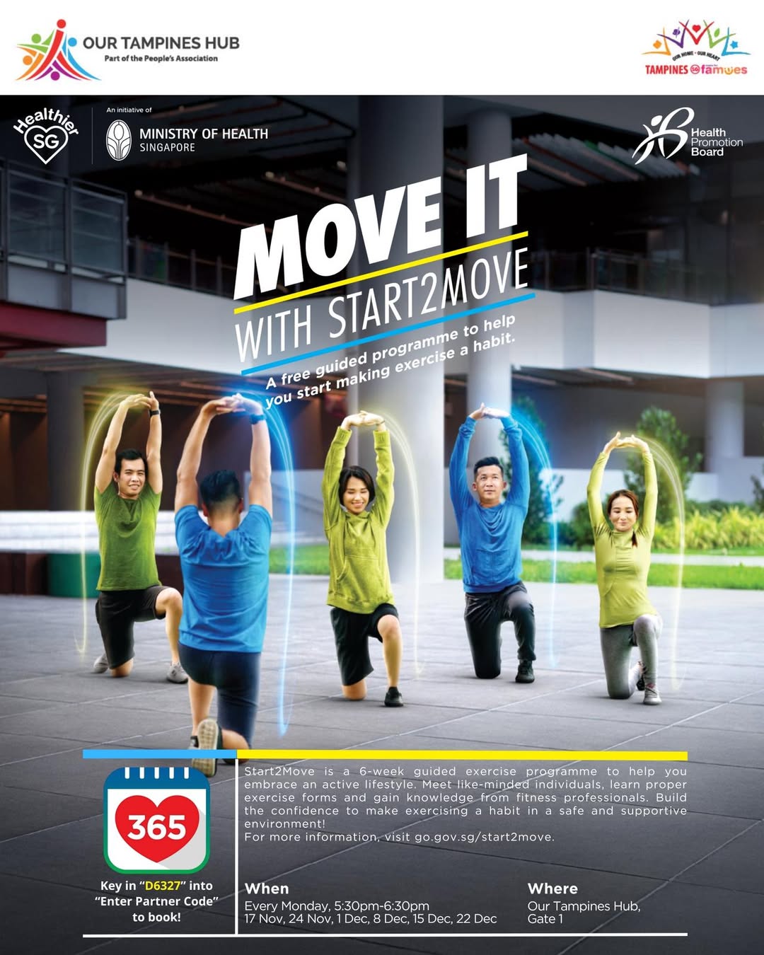 Participants engaging in a group fitness activity, symbolizing the Start2Move program.