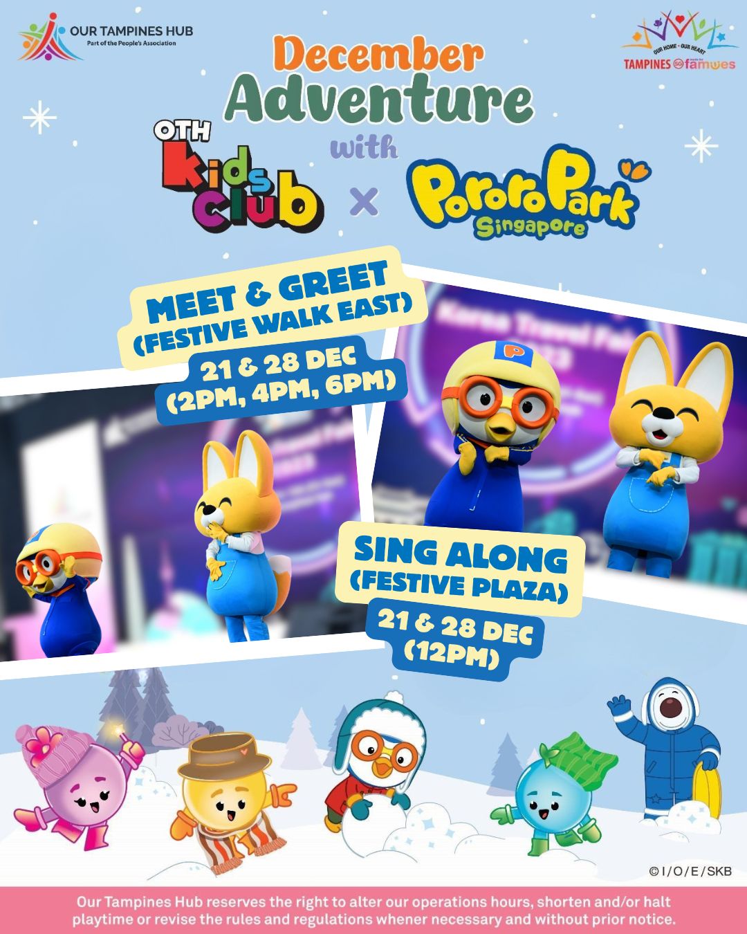 Children enjoying a festive event with mascots and bouncy castles