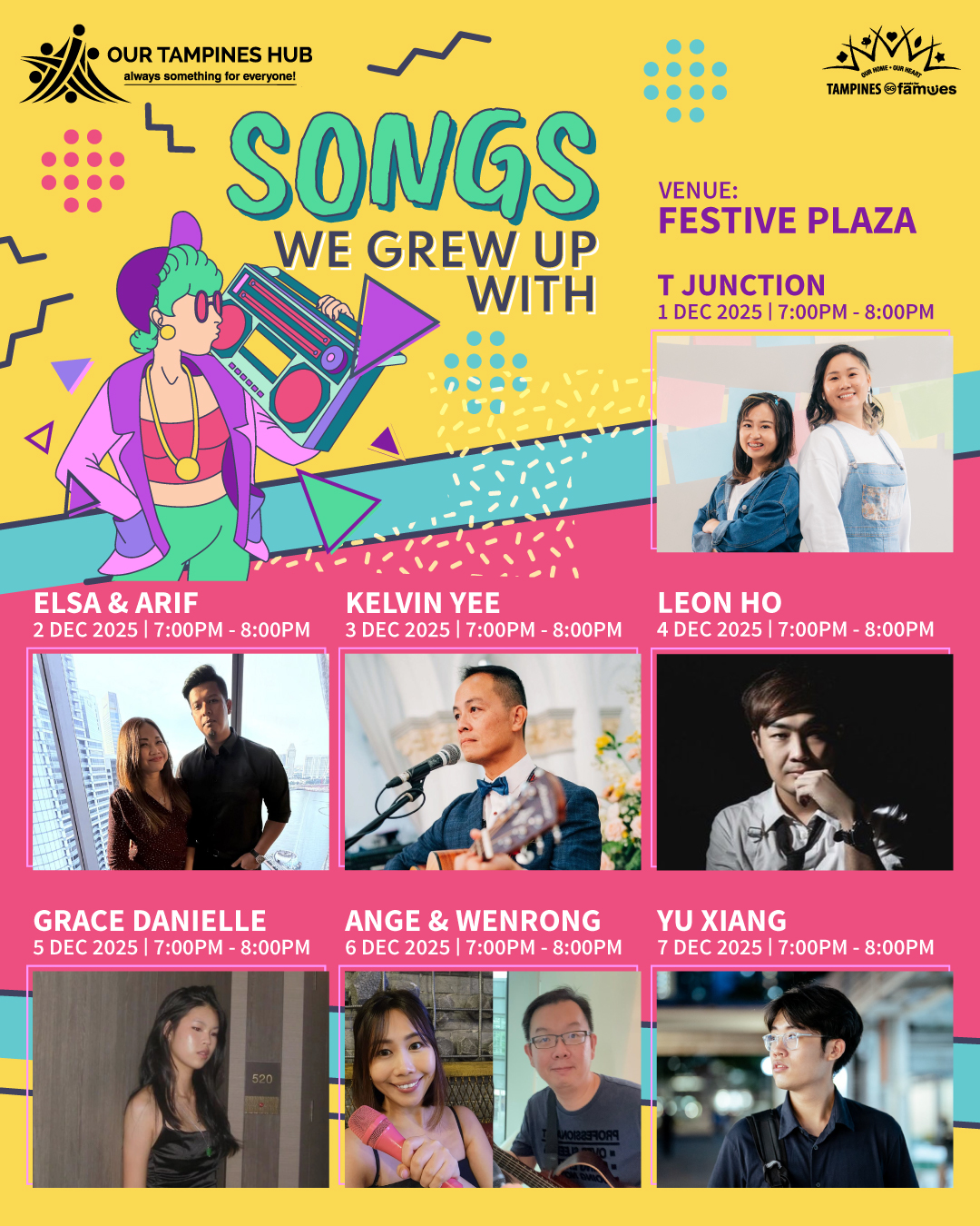 Local artistes performing live on stage at Festive Plaza