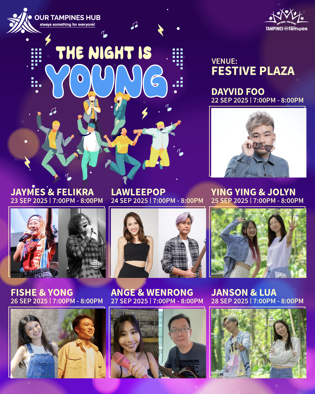 Local artists performing live music at Festive Plaza, Our Tampines Hub