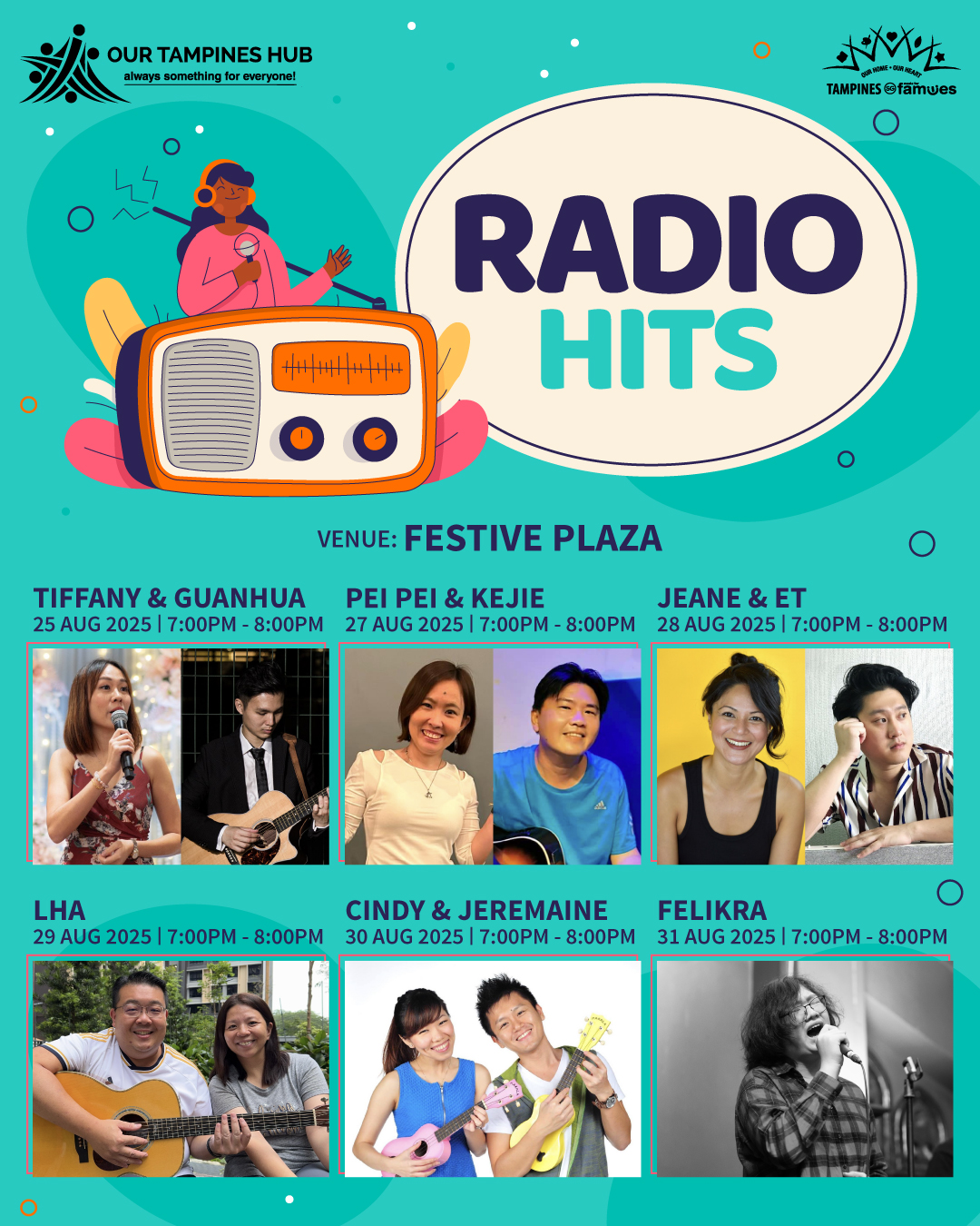 Local artistes performing live music at Festive Plaza, Our Tampines Hub