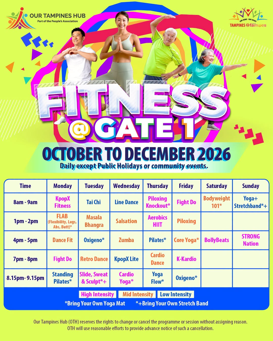 Free Community Workouts at Our Tampines Hub Gate 1 From October to December 2026