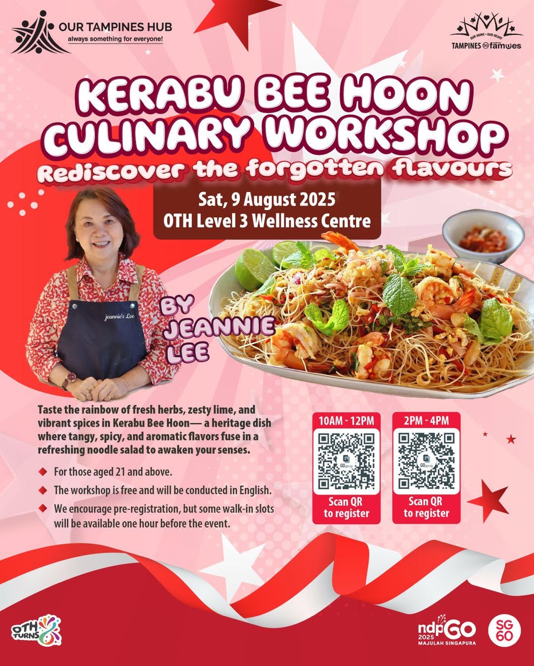 A vibrant bowl of Kerabu Bee Hoon, a refreshing noodle salad adorned with fresh herbs and ingredients.