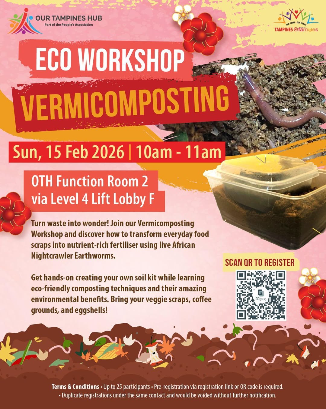 Vermicomposting workshop featuring African Nightcrawler earthworms and organic compost