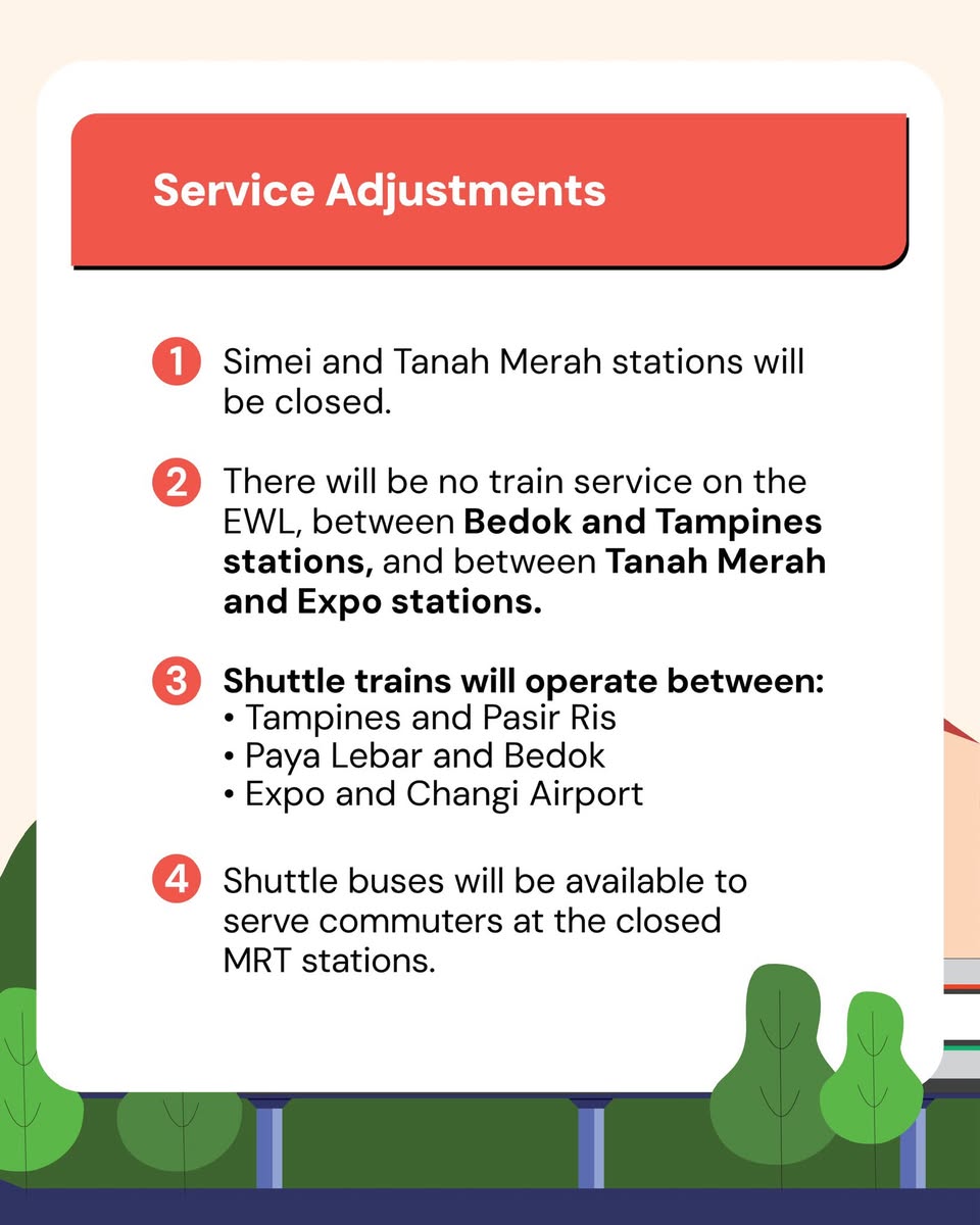 Map showing affected MRT stations