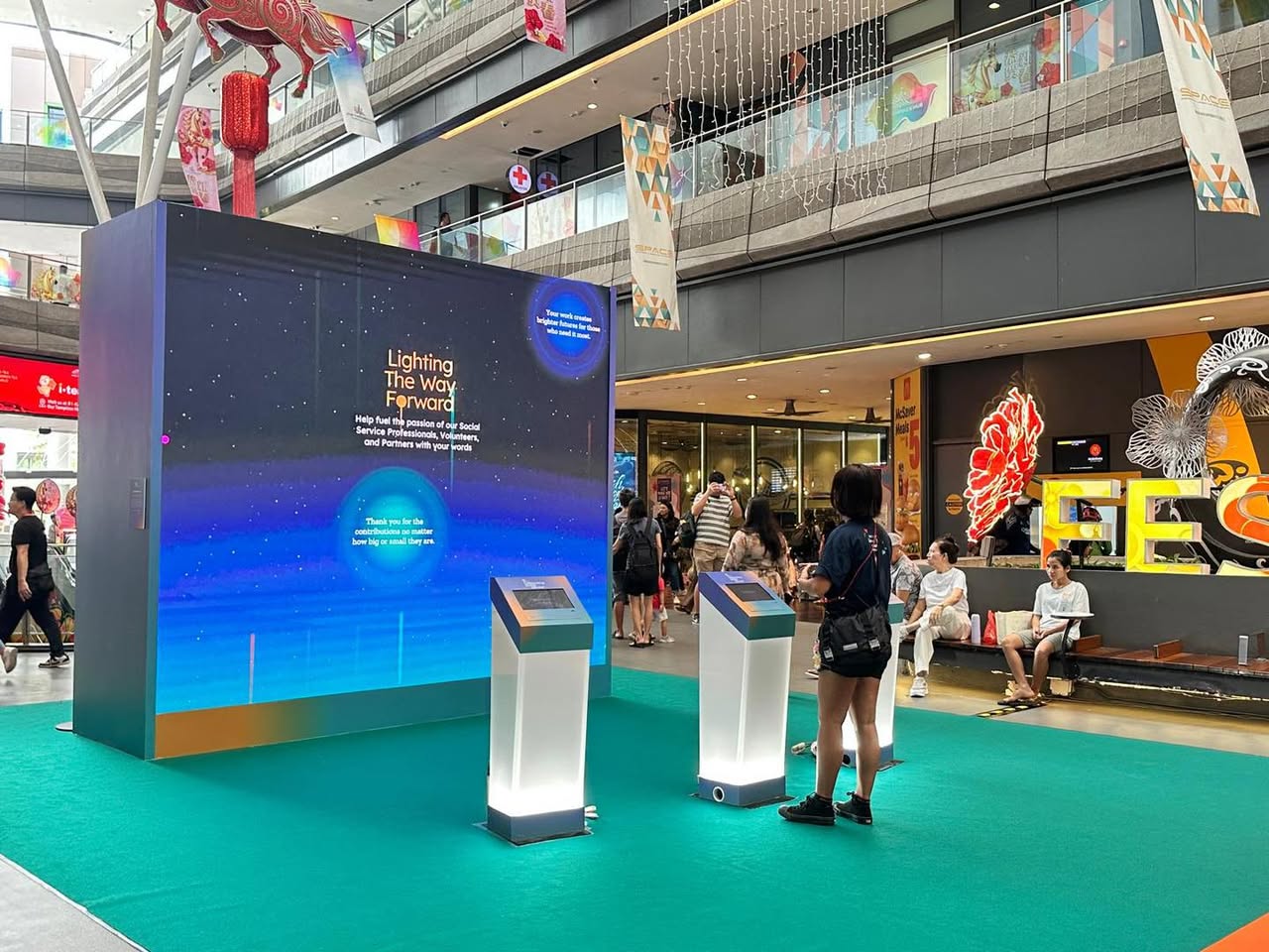 Community members engaging with social service professionals