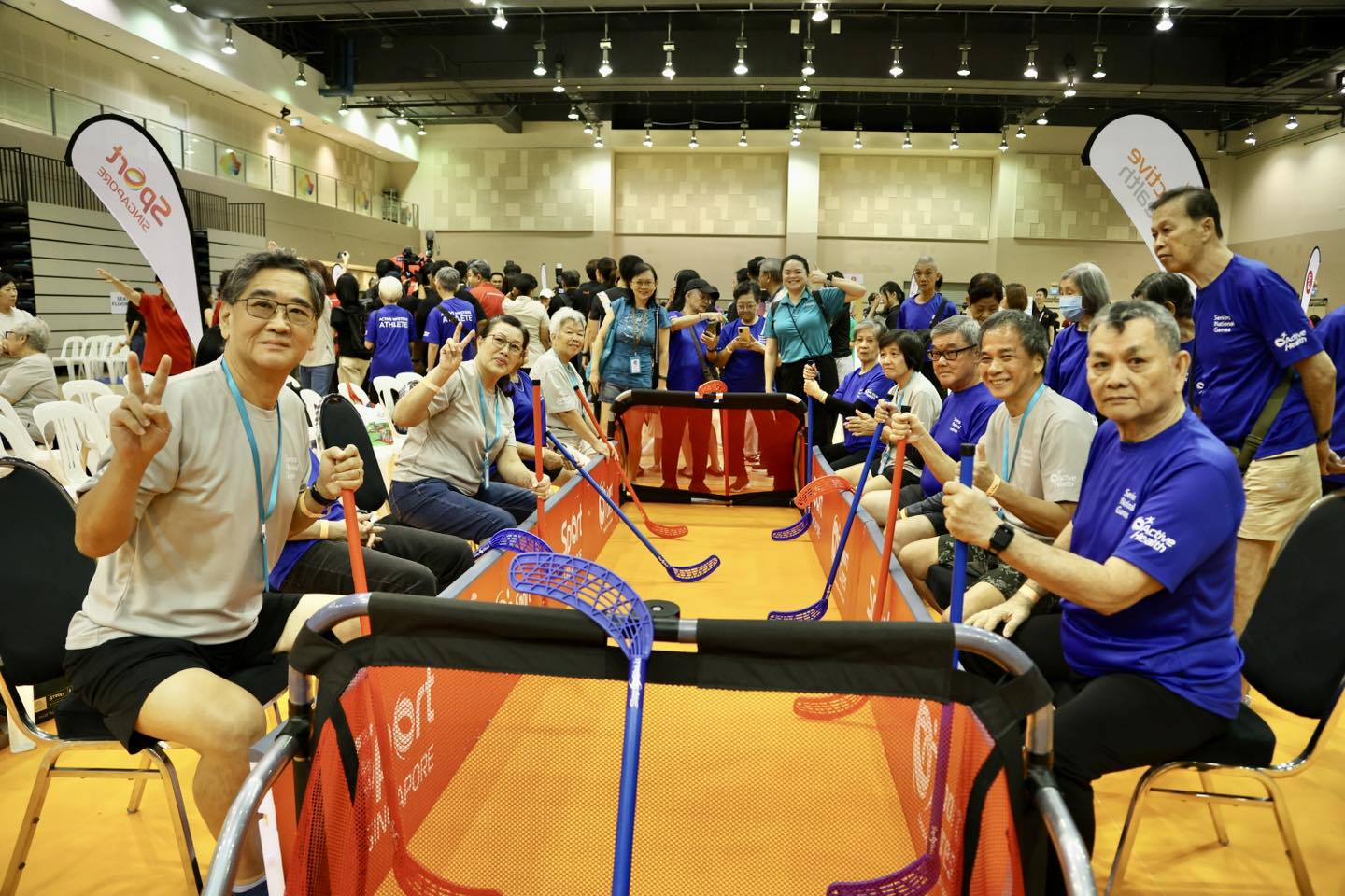Seniors enthusiastically participating in the National Games