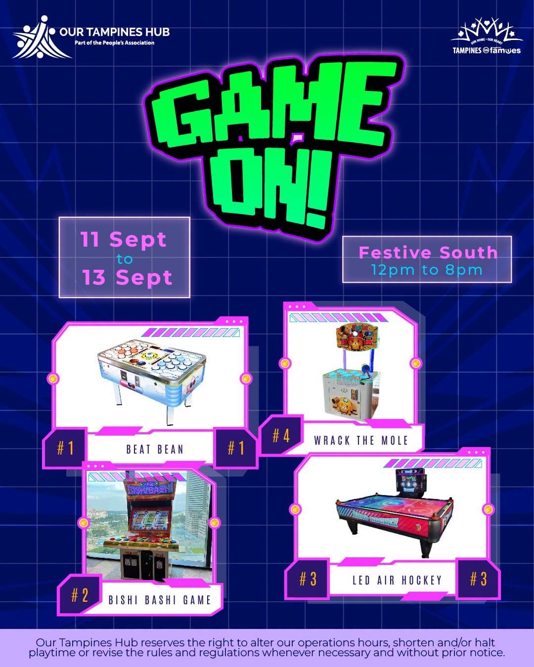Free Arcade Games at Our Tampines Hub from 11 to 13 September