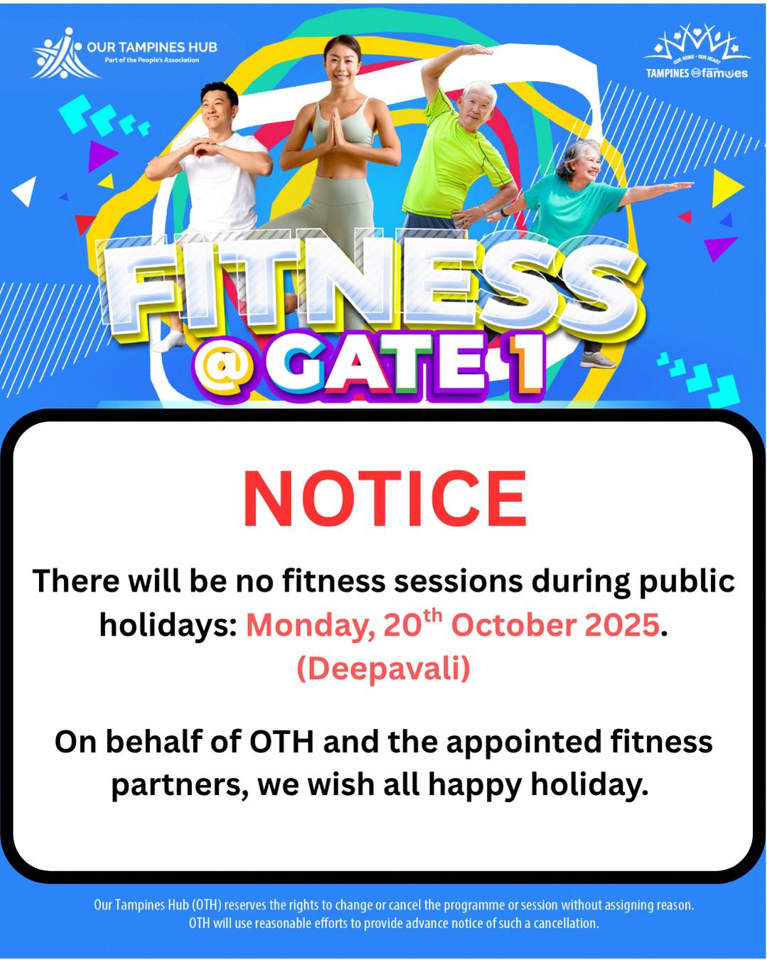 Announcement graphic for Our Tampines Hub