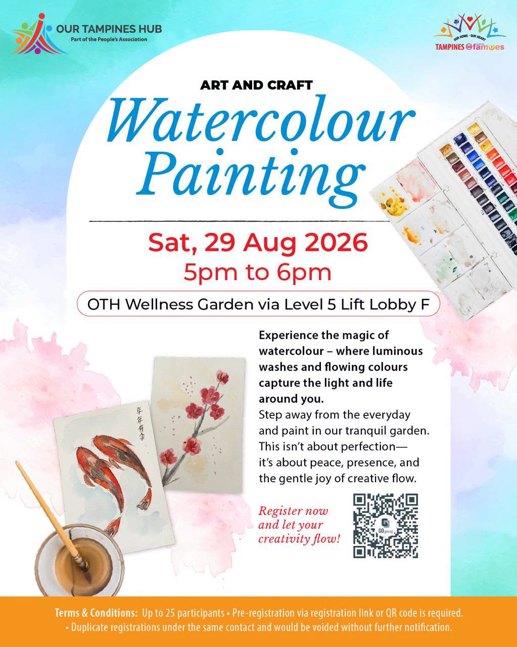 Watercolour Painting Art and Craft session at Our Tampines Hub